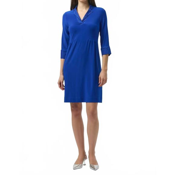 NEW JOSEPH RIBKOFF silky knit and memory trapeze mini dress in royal sapphire